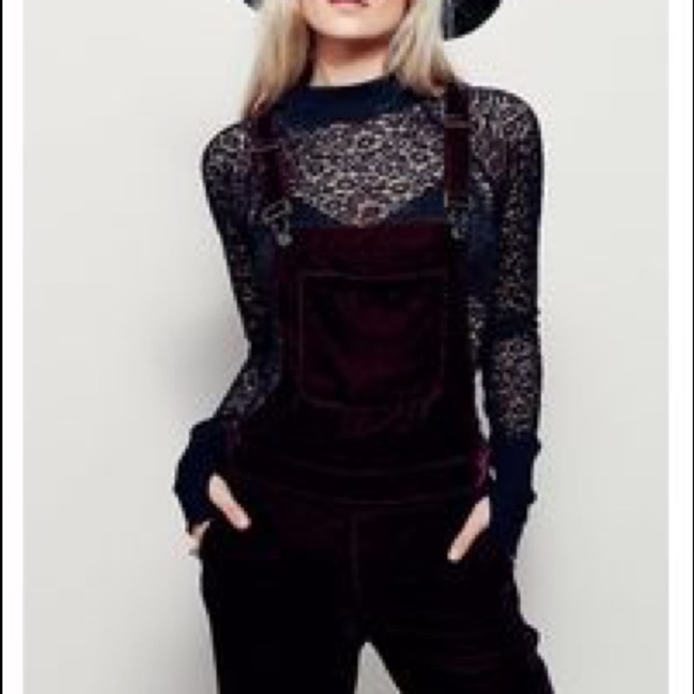 Free People Velvet Overalls